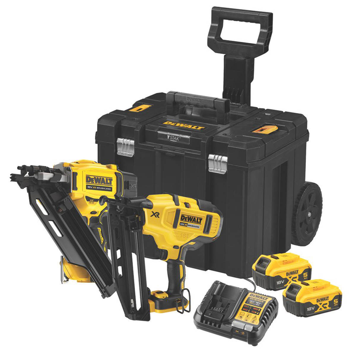 DeWalt Nailer Twin Pack Cordless 18V 2x5Ah Li-Ion DCK246P2T-GB Framing Finishing - Image 1