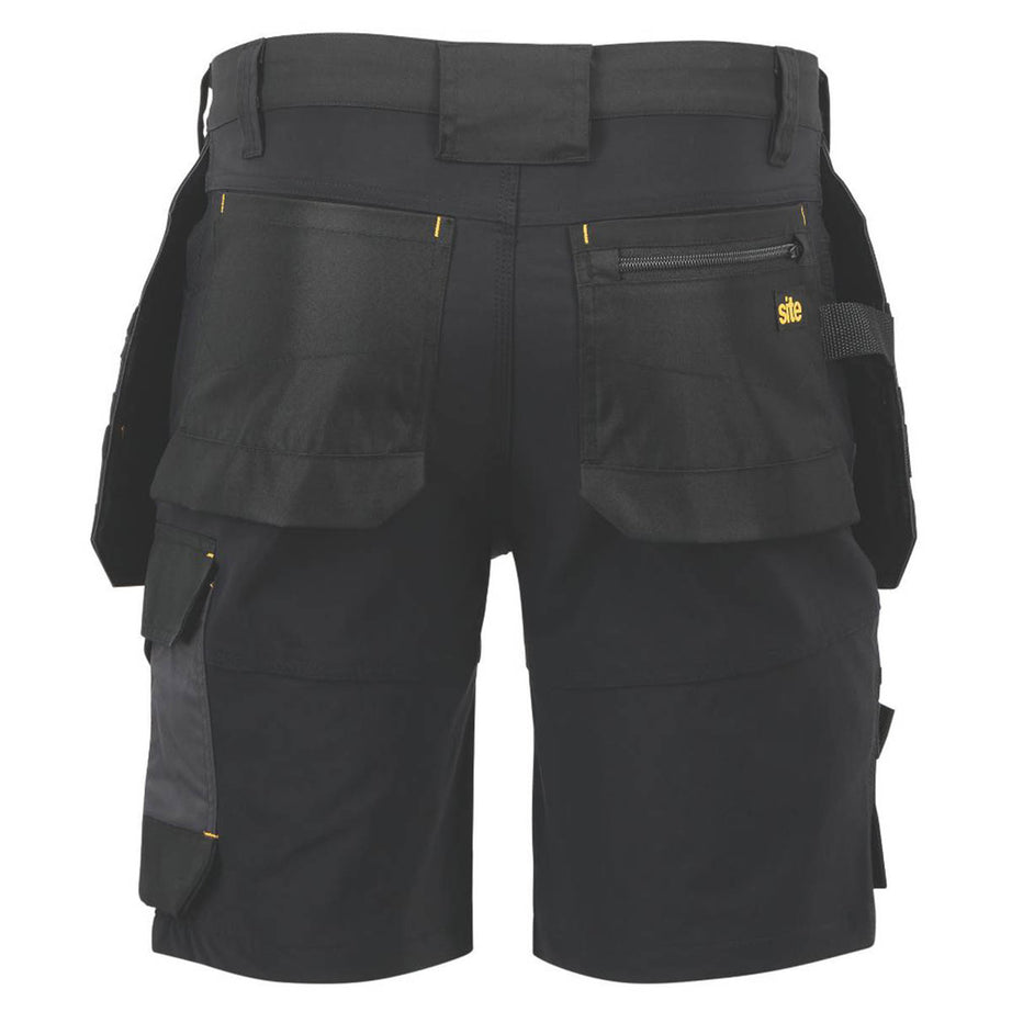 Site Mens Work Shorts Brochman Black Grey Stretch Holster Pockets Slim Fit 38" W - Image 3