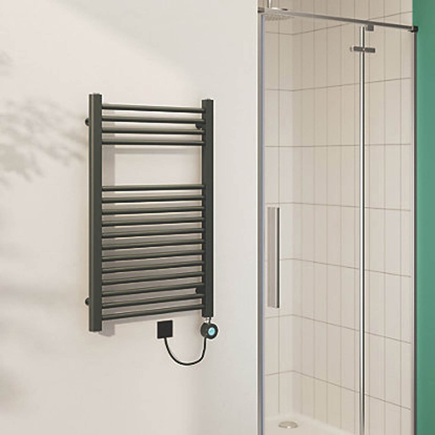 Flomasta 800mm x 500mm 853BTU Anthracite Flat Electric Towel Radiator - Image 2