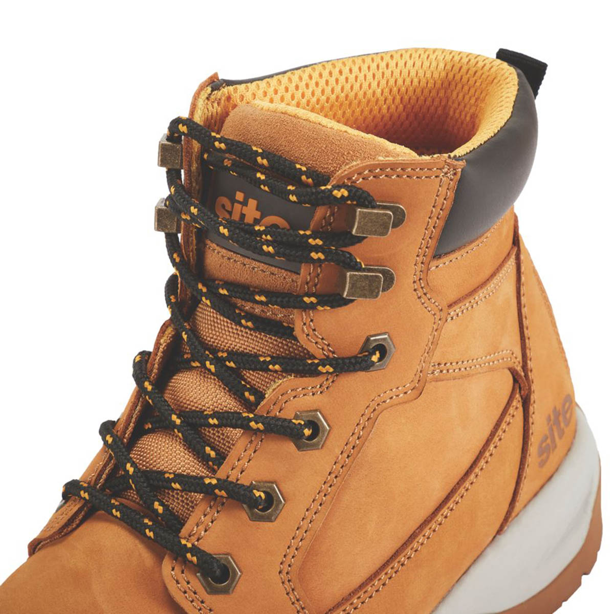 Site Mens Safety Boots Tan Yellow Steel Toe Comfort Ankle Lace Up Size 9 - Image 3