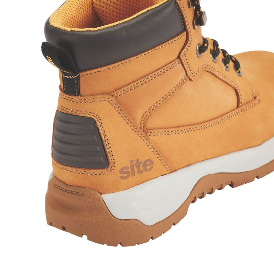 Site Mens Safety Boots Tan Yellow Steel Toe Comfort Ankle Lace Up Size 9 - Image 4