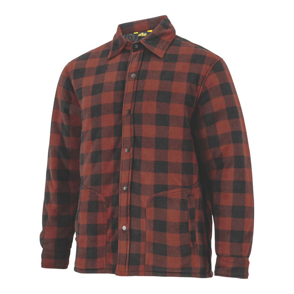 Site Fleece Shirt Jacket Long Sleeve 2 Pockets Red Black Small 46" Chest - Image 6