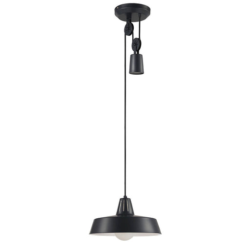 Pendant Ceiling Light Matt Black Metal Modern Pull Cord Adjustable (Dia)300mm - Image 1