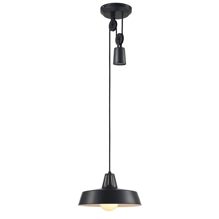 Pendant Ceiling Light Matt Black Metal Modern Pull Cord Adjustable (Dia)300mm - Image 3