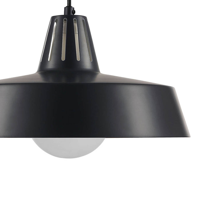 Pendant Ceiling Light Matt Black Metal Modern Pull Cord Adjustable (Dia)300mm - Image 5