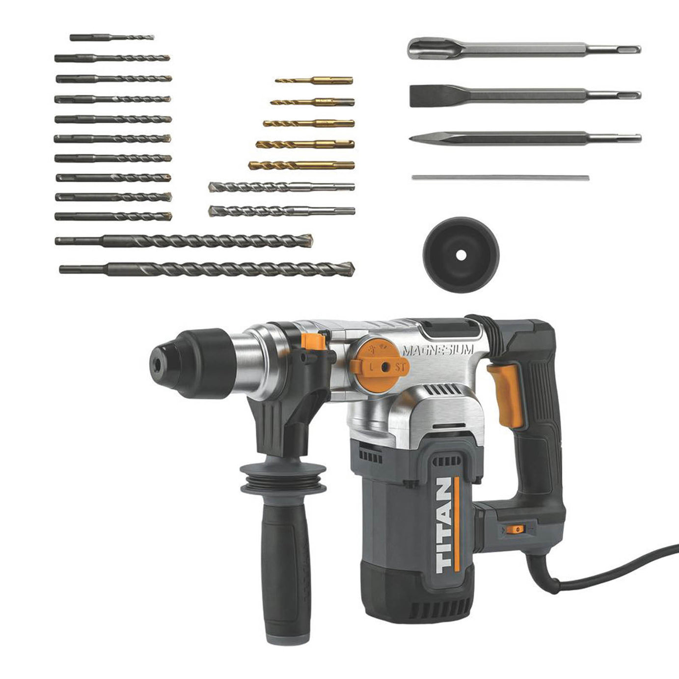 Titan TTB1341SDS 5.12kg  Electric SDS Plus Hammer Drill With 22-Piece Accessory Set 230-240V - Image 2