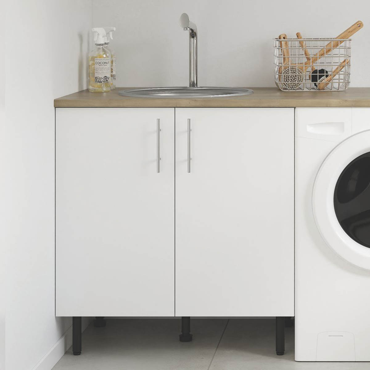Kitchen Base Unit Cabinet Matt White 2 Doors Storage Cupboard 80x59x86cm - Image 2