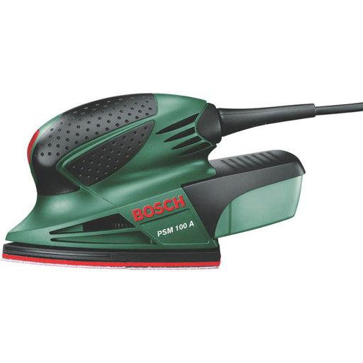 Bosch Multi-Sander Electric PSM100 Ergonomic Soft-Grip Dust Box Green 100W - Image 1