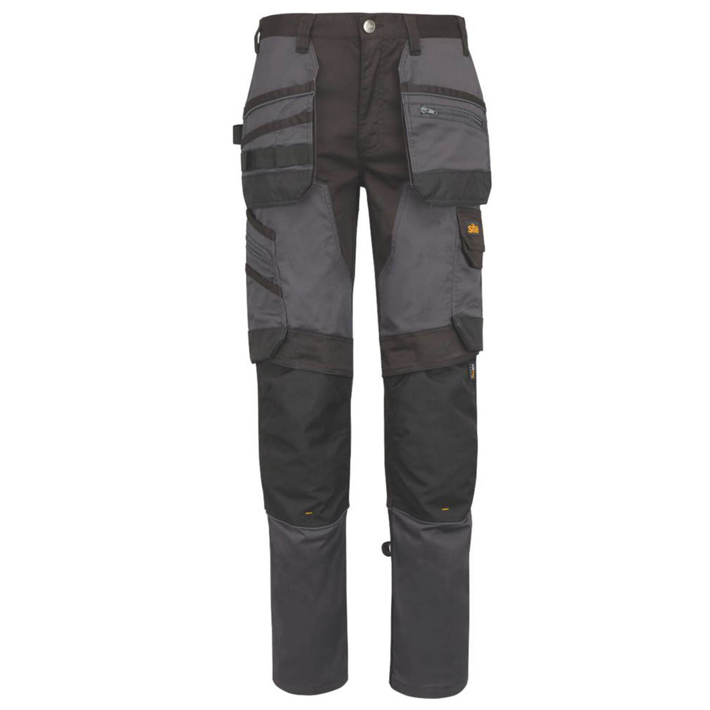Site Work Trousers Mens Slim Fit Grey Black Stretch Multi Pockets Cargo 36W 32L - Image 2