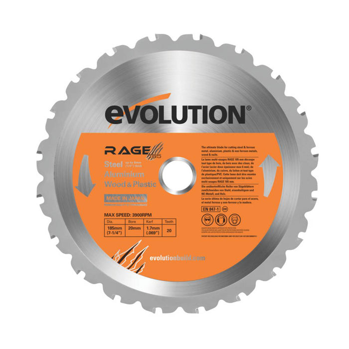 Evolution Circular Saw Blade General Purpose Cut Steel Aluminium Wood 185x20mm - Image 5