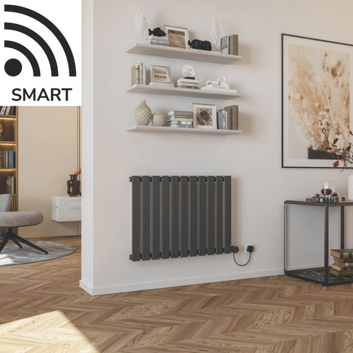 Azur Radiator Electric Smart 800W Anthracite 2731BTU Modern 600mm x 828mm - Image 2