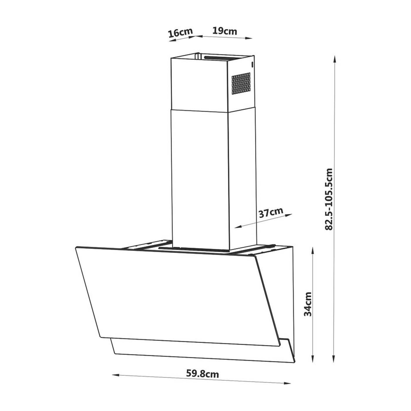 Cooke & Lewis Cooker Hood Angled Black Extracts Recirculates LED Touch 598mm - Image 4
