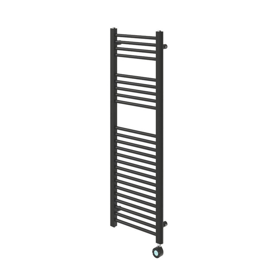 Flomasta Electric Towel Rail Radiator Black Flat Bathroom Warmer (H)120x(W)40cm - Image 1