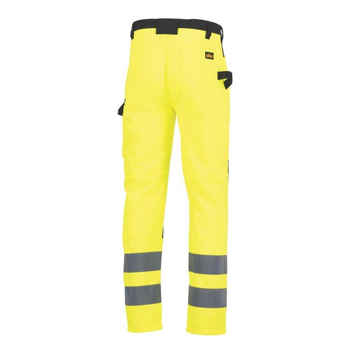 Site Hi Vis Trousers Mens Regular Fit Yellow Black Work Multi Pockets 34"W 32"L - Image 5