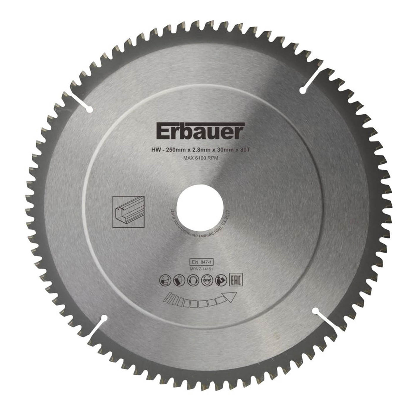 Erbauer Circular Saw Blade 250x30mm TCT Fine Cut 80T Aluminium Plastic Laminate - Image 2