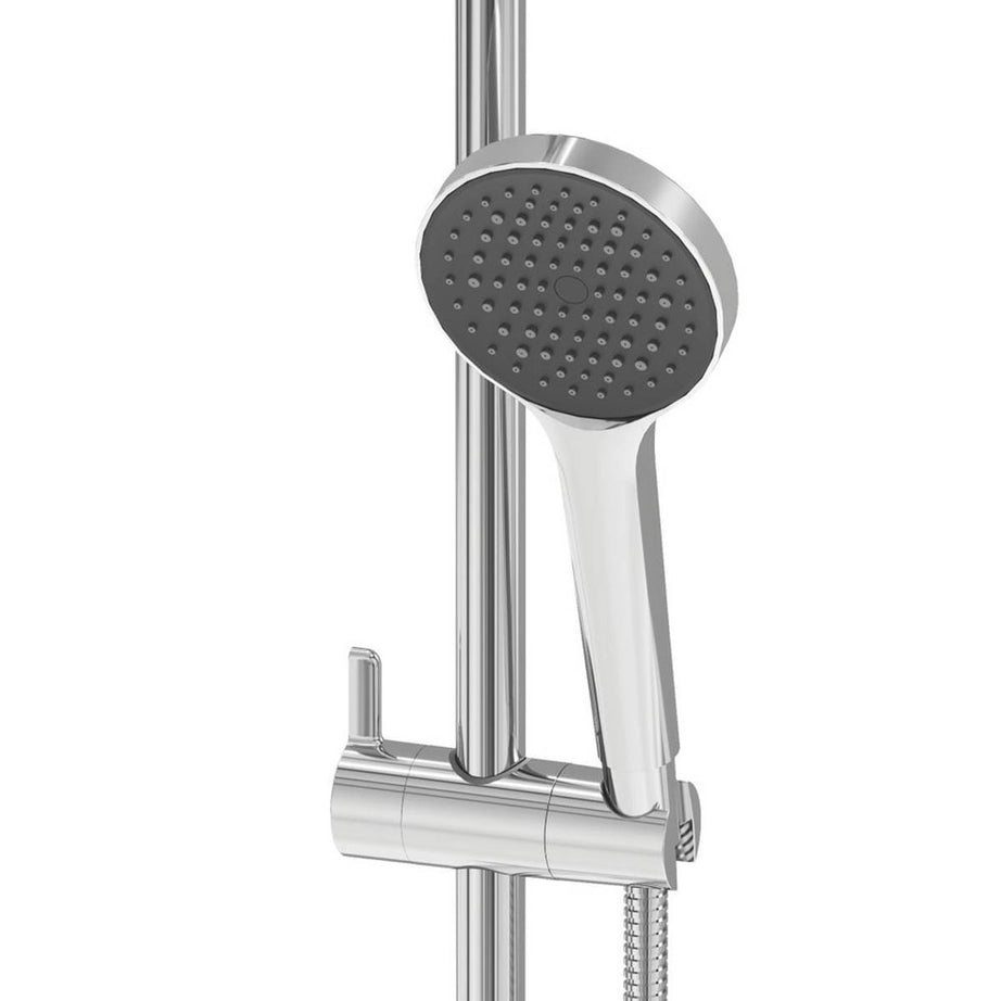 Swirl Mixer Shower Thermostatic Chrome Round Rainfall Dual Head Handset - Image 6