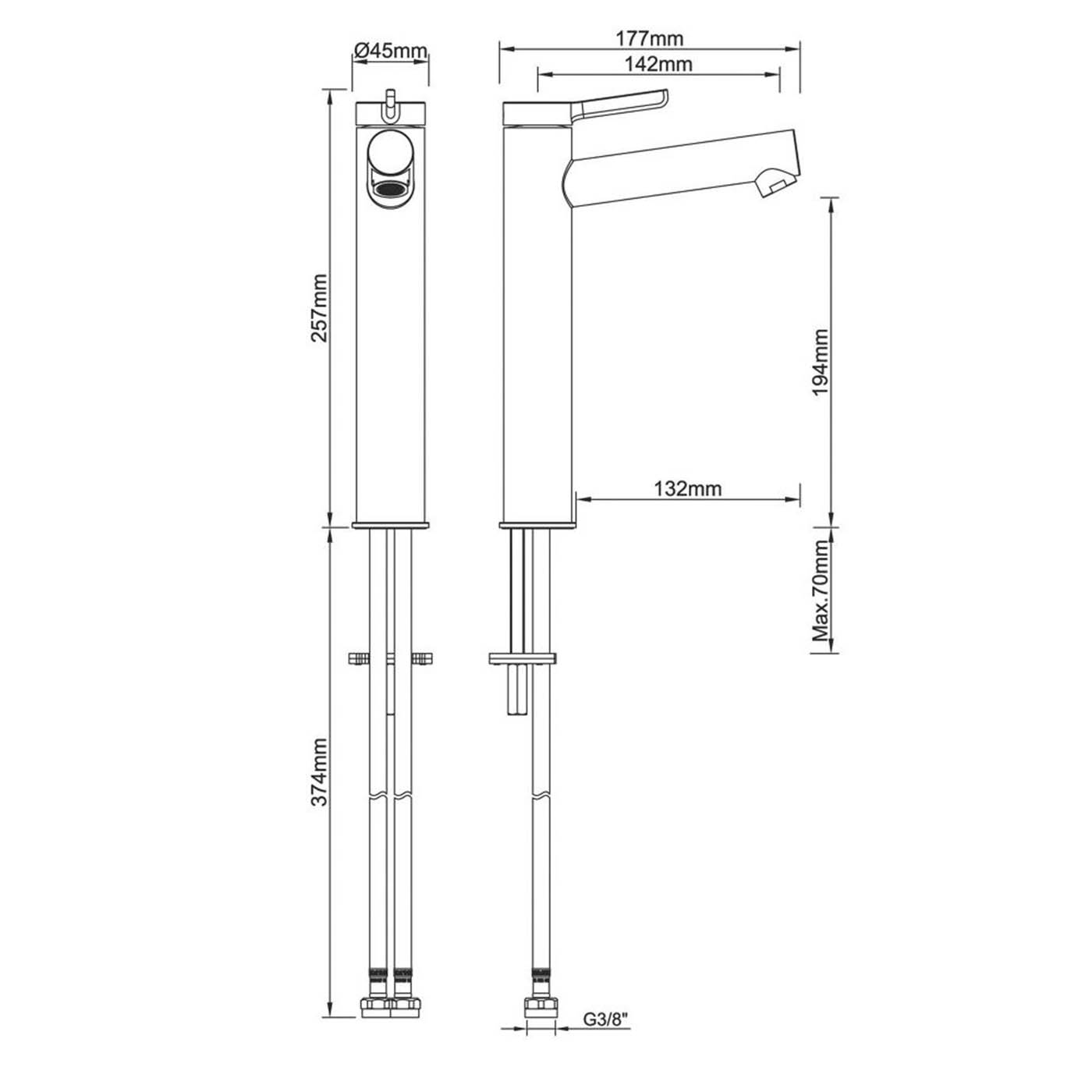 Swirl Bathroom Basin Tap Mono Mixer Titanium 250mm Single Lever Modern Faucet - Image 3