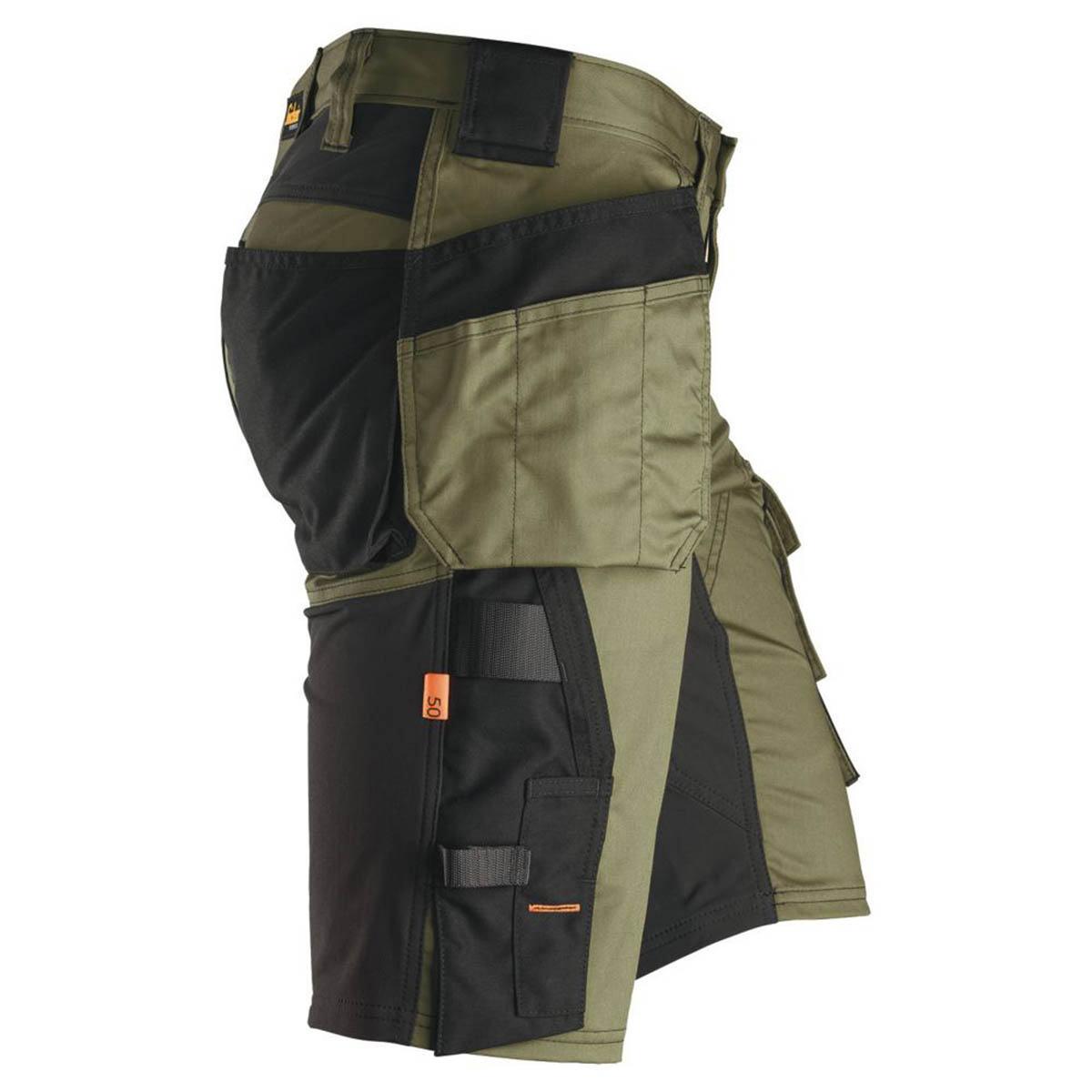 Snickers Work Shorts Mens Khaki Black Stretch Breathable Multi Pockets 36"W - Image 3