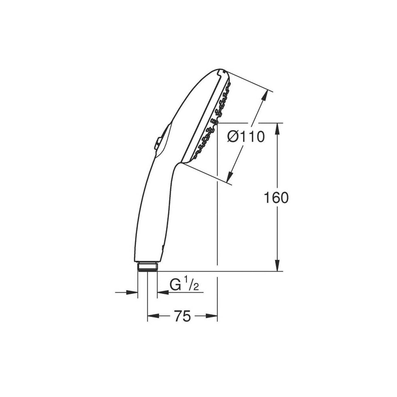 Grohe Vitalio Start 110 Hand Shower Chrome 110mm x 215mm - Image 2