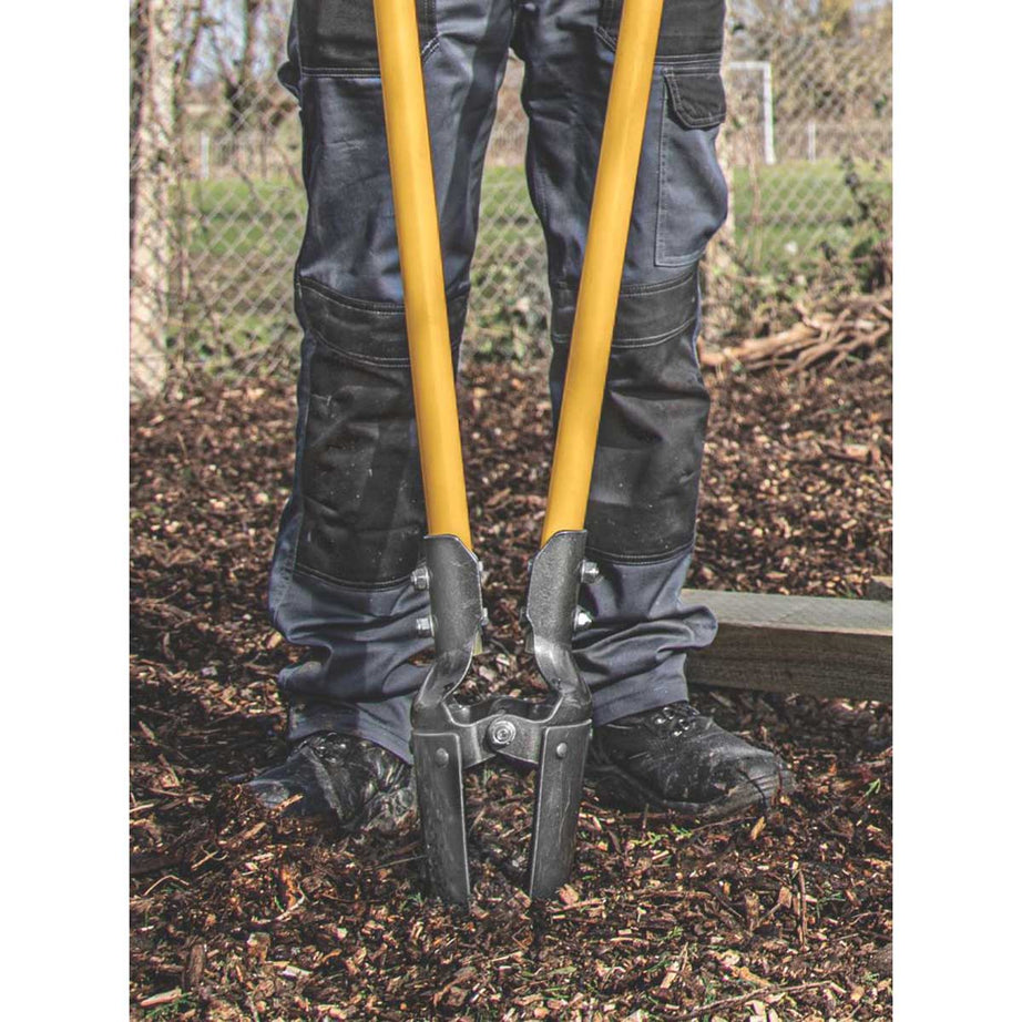Roughneck Post Hole Digger Auger Fibreglass Steel Blade Yellow Crossover Spade - Image 2