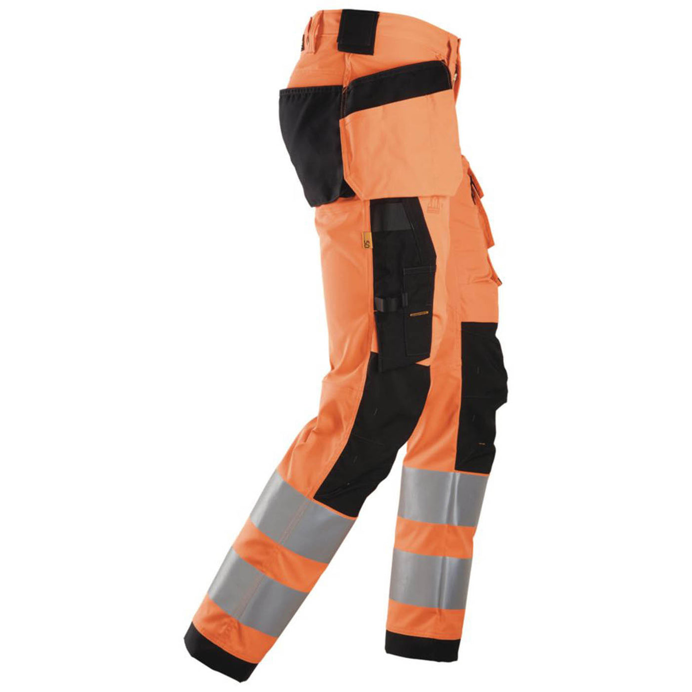 Snickers Hi-Vis Work Trousers Mens Slim Fit Orange Reflective Cargo 36W 32L - Image 2