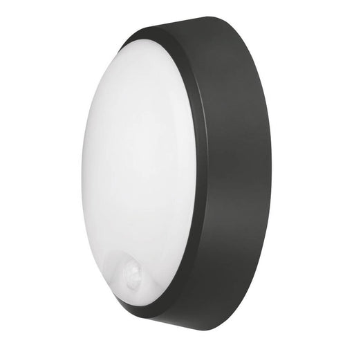 Outdoor LED Wall Ceiling Bulkhead Light Round With PIR Motion Sensor Black - Image 1