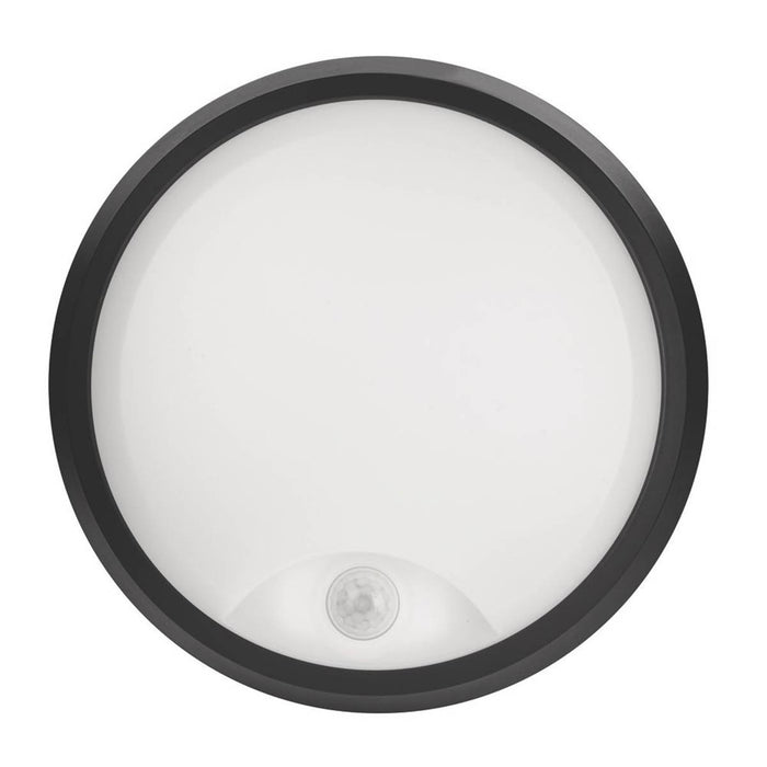 Outdoor LED Wall Ceiling Bulkhead Light Round With PIR Motion Sensor Black - Image 2