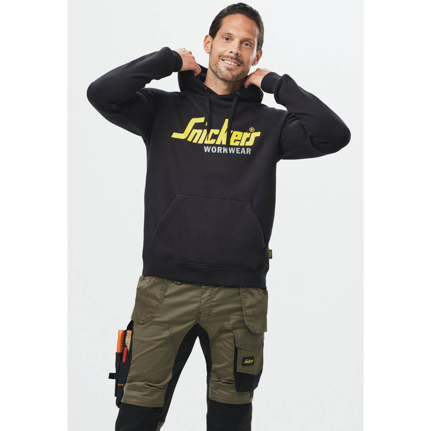 Snickers Hoodie 2899 Classic Logo 1 Pocket Black Breathable Large 43" Chest - Image 4