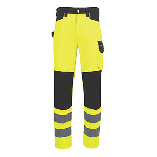 Hi Vis Mens Trouser Multi Pocket Yellow Multi Pockets Zip Durable W30 L32 - Image 1