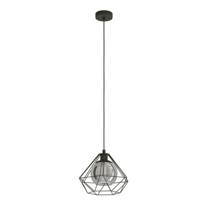 Eglo Pendant Ceiling Light Single Cage Steel Black Smoked Industrial Adjustable - Image 3