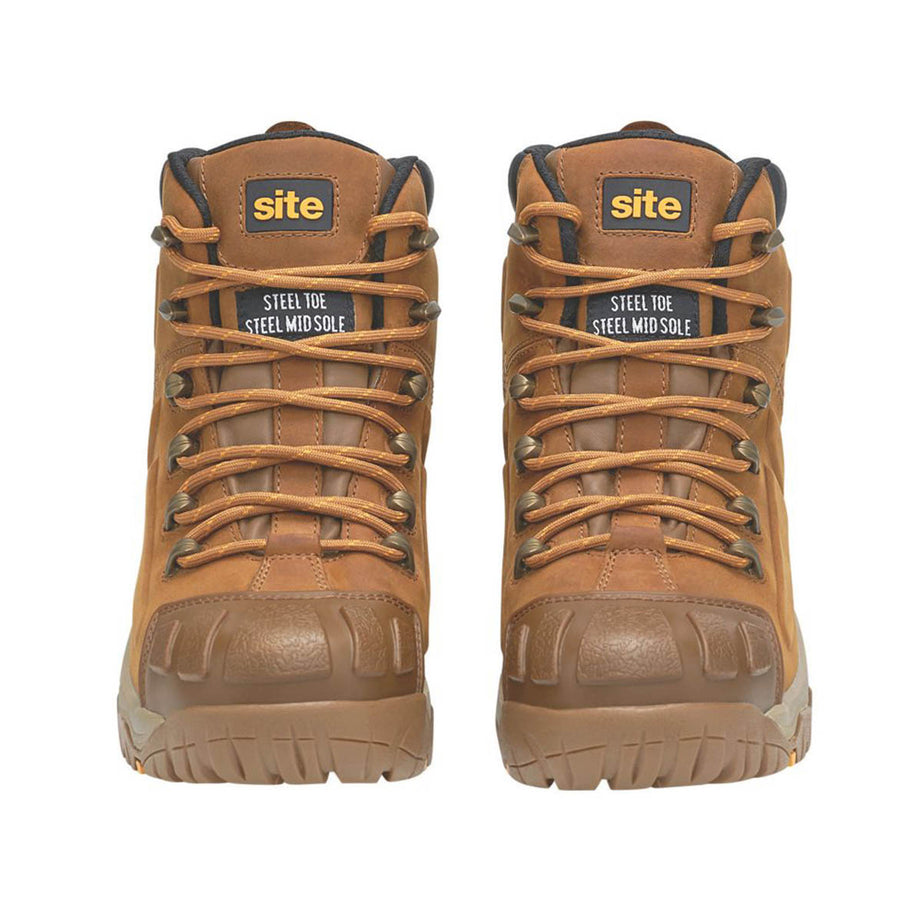 Site Mens Safety Boots Tan Waterproof Steel Toe Cap Ankle Lace Up Size 10 - Image 4