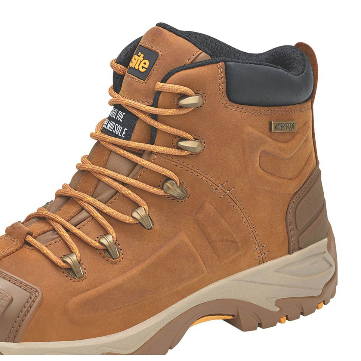 Site Mens Safety Boots Tan Waterproof Steel Toe Cap Ankle Lace Up Size 10 - Image 6