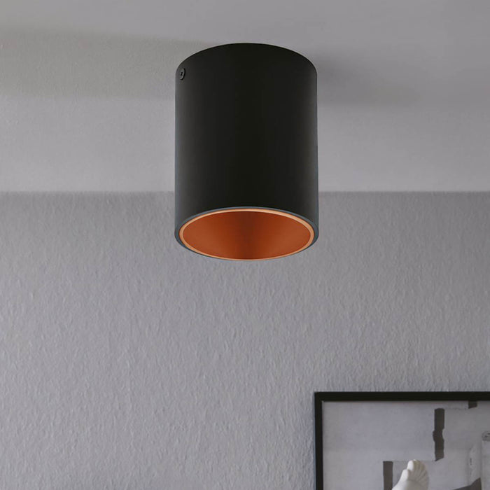 LED Ceiling Light Black Copper Cylinder Modern Minimalist Warm White Bedroom - Image 2