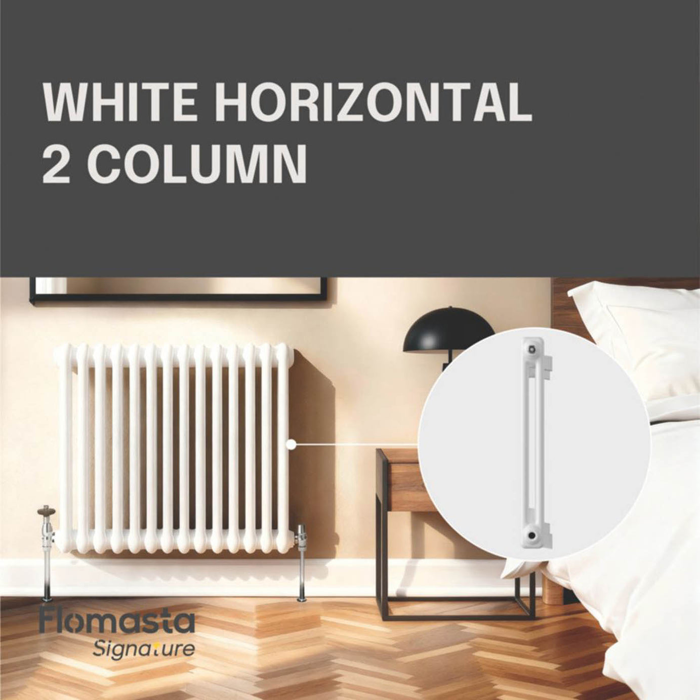 Flomasta 2 Column Radiator White Square Central Heating 612.3W (H)60x(W)60.5cm - Image 3