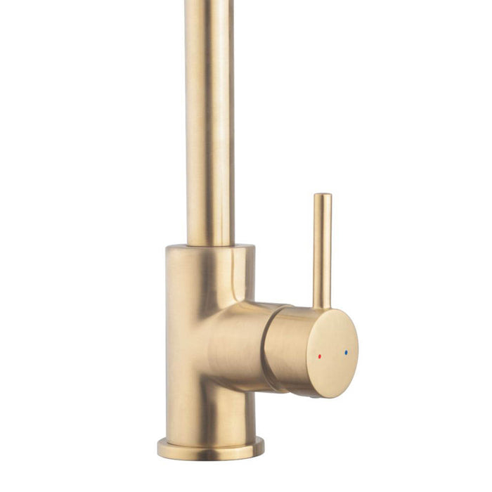 Swirl Kitchen Mixer Tap Single Lever Single Spout Brushed Brass Modern 5 Bar - Image 3