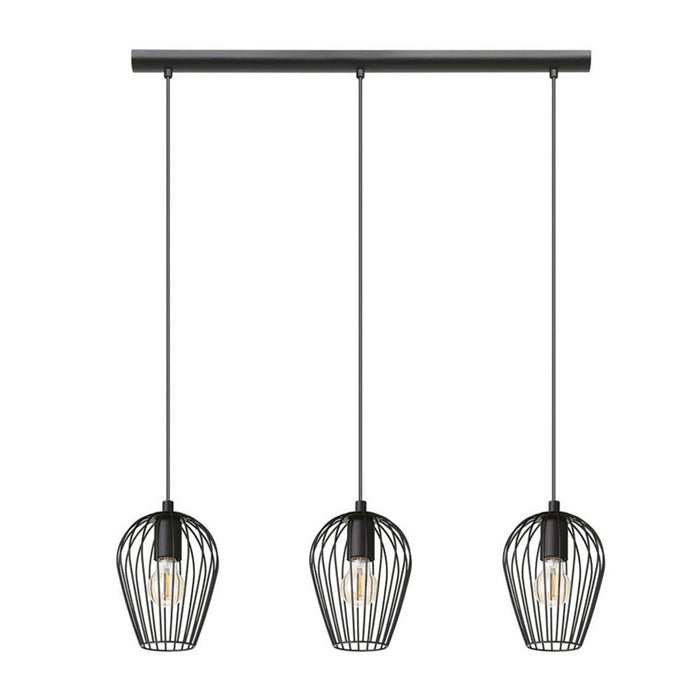 Pendant Ceiling Light 3-Way Black Multi Arm Oval Caged Kitchen Dining Room Bar - Image 1