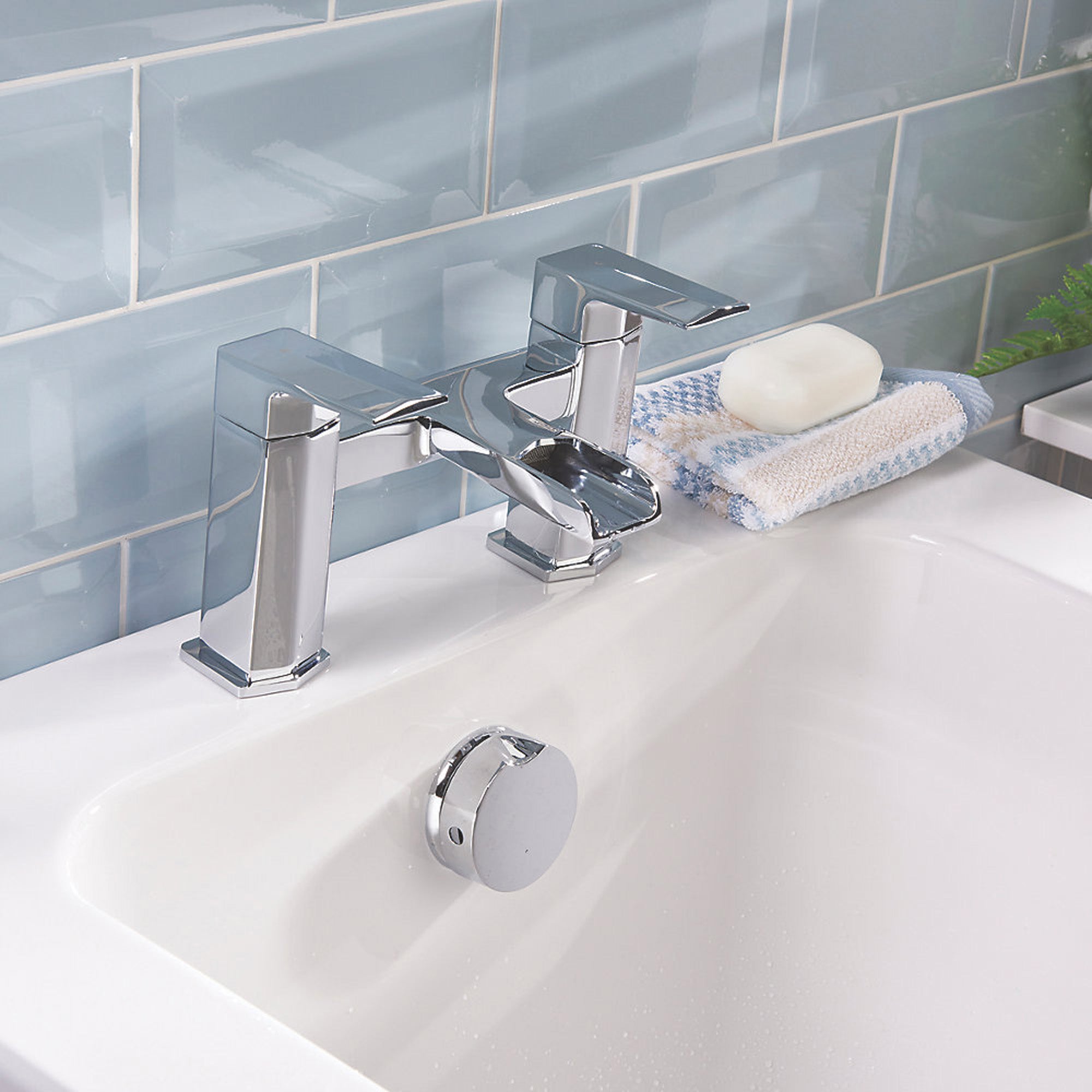 Bristan Bath Filler Tap Mixer Chrome Double Lever Brass Waterfall Faucet - Image 2