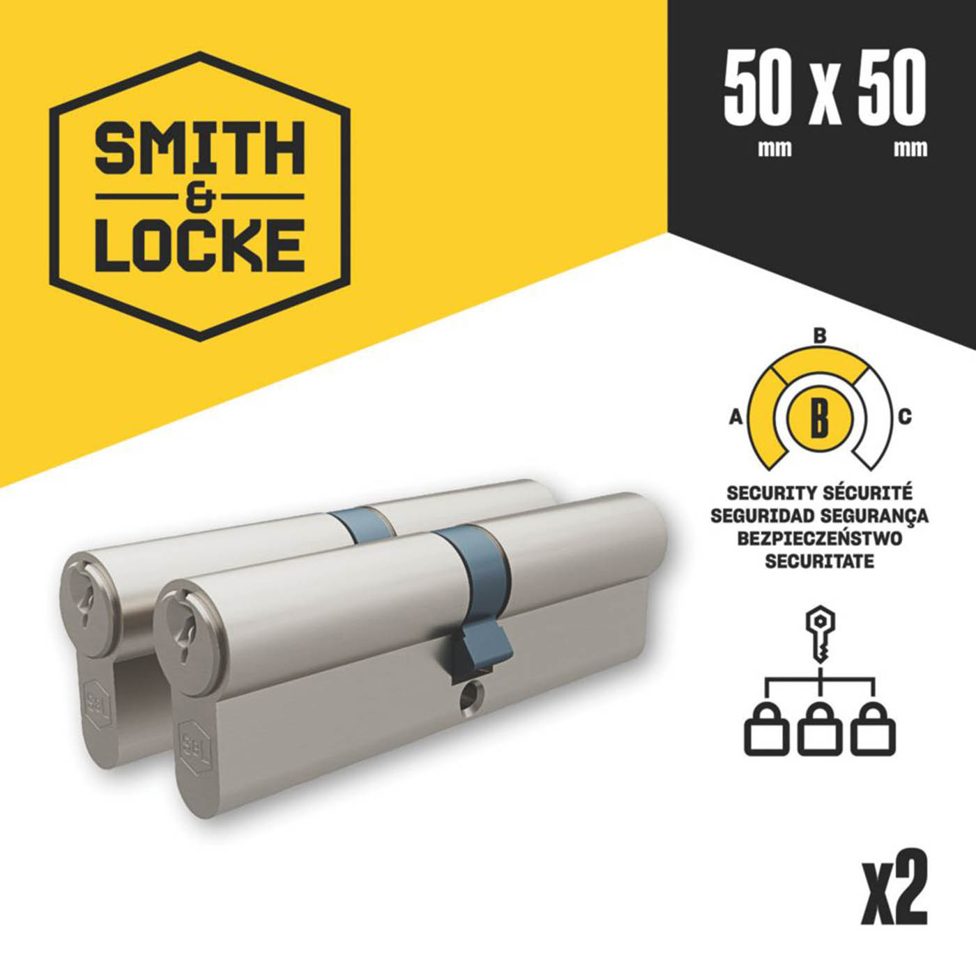 Smith & Locke Euro Double Cylinder Locks 1 Star 6-Pin 100mm Satin Nickel 2 Pack - Image 4