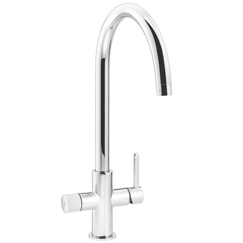Kitchen Filter Tap Mixer 3 Way Single Lever Chrome Swan Neck Spout Faucet - Image 1