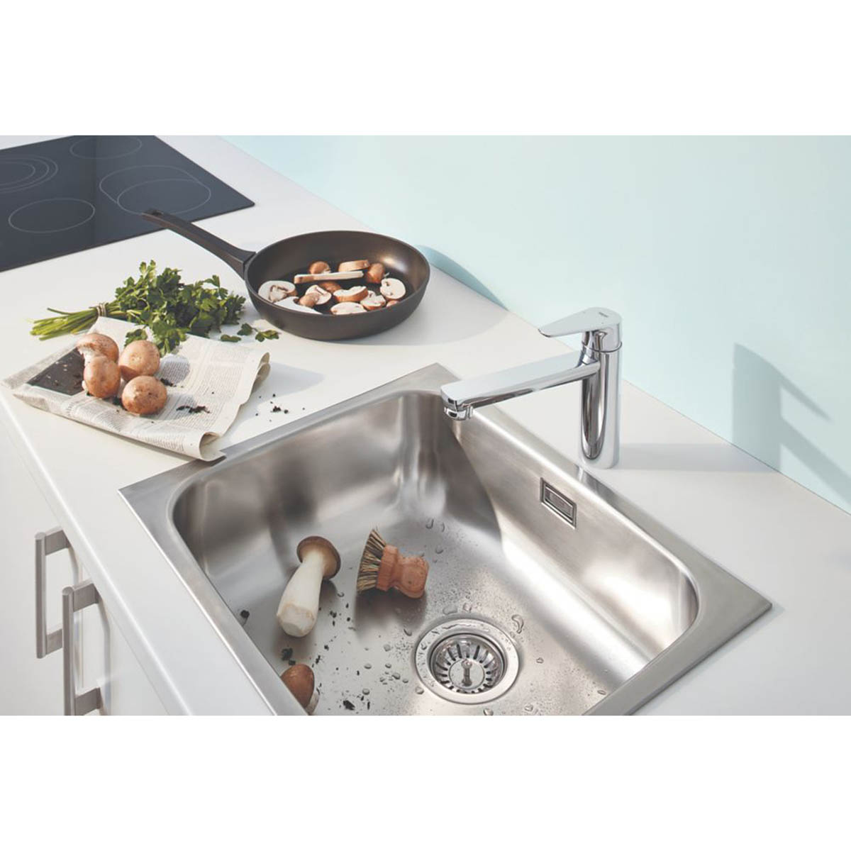 Grohe Kitchen Sink Tap Mono Mixer Chrome Single Lever Long Armed Spout Faucet - Image 4