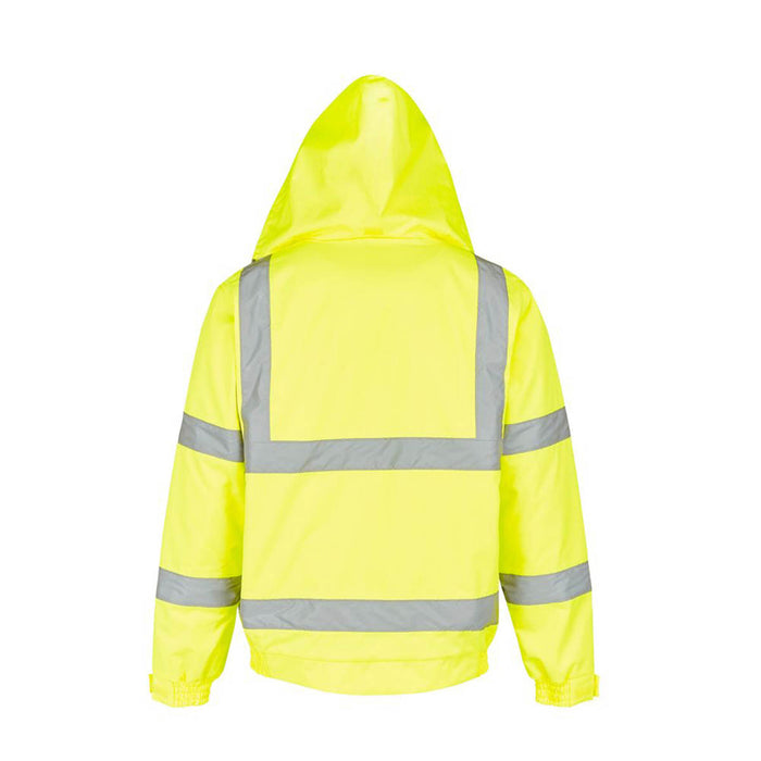 Site Hi Vis Pilot Jacket Mens Yellow Waterproof Workwear Hood Large 52" Chest - Image 3