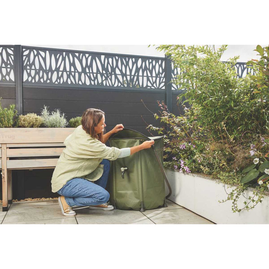 Water Butt Portable PVC Integrated Lid With Zip Green Frost Resistant 200Ltr - Image 4