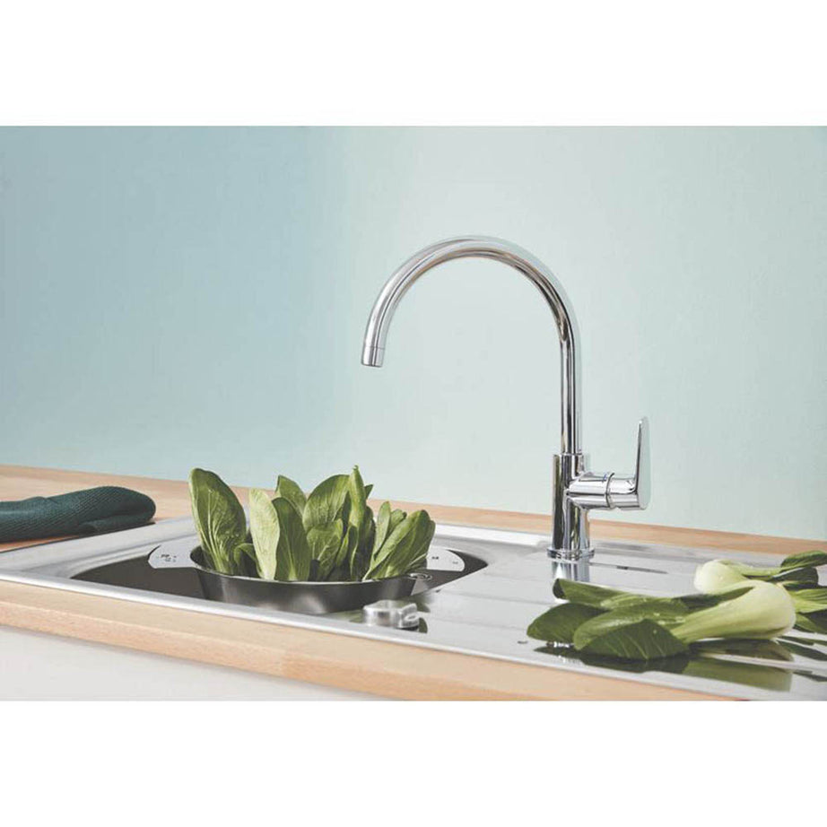 Grohe Kitchen Tap Mono Mixer Chrome Single Lever Swivel Spout Modern Faucet - Image 2