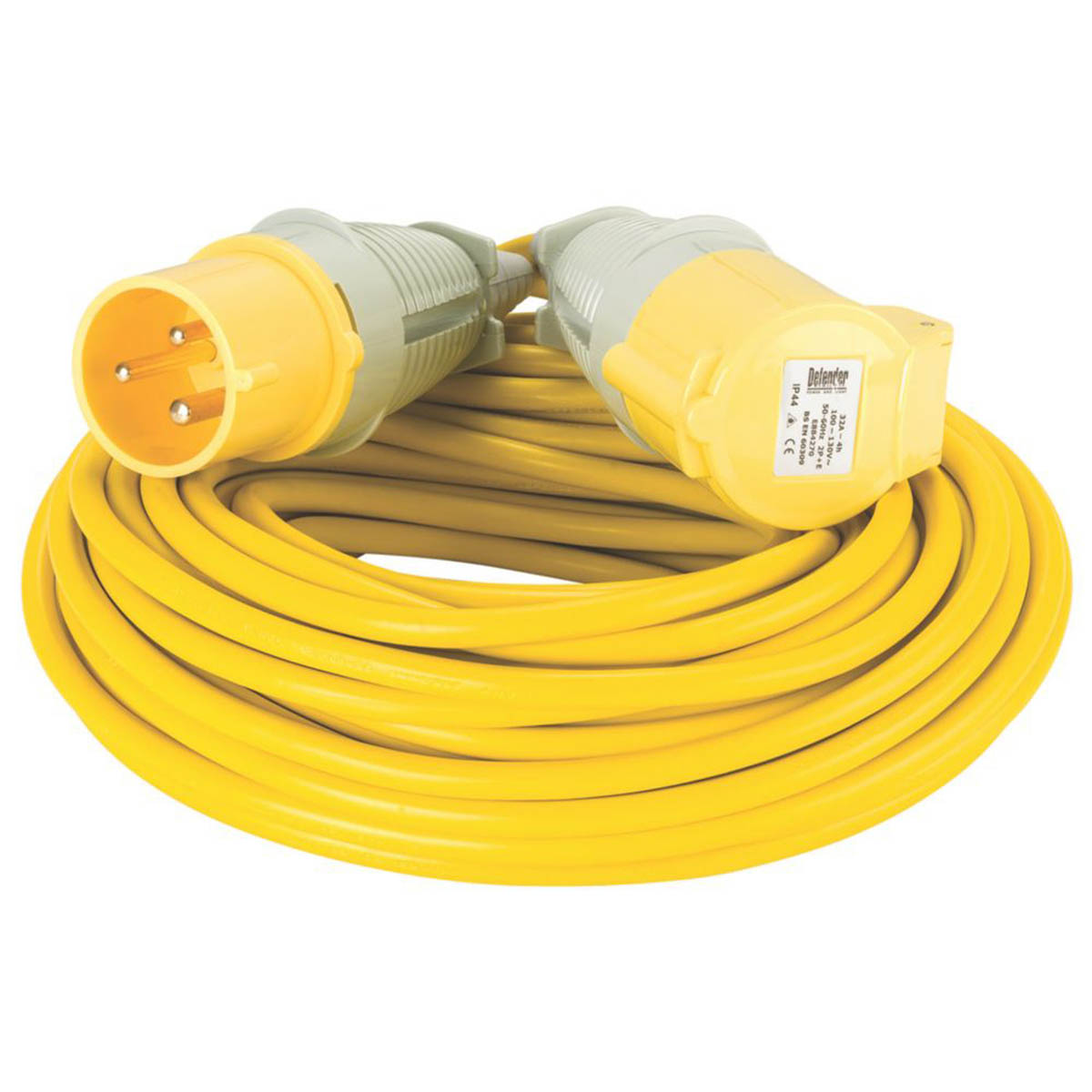 Defender Extension Lead 110V Yellow Lightweight Indoor 20A 25m x 2.5mm² - Image 1