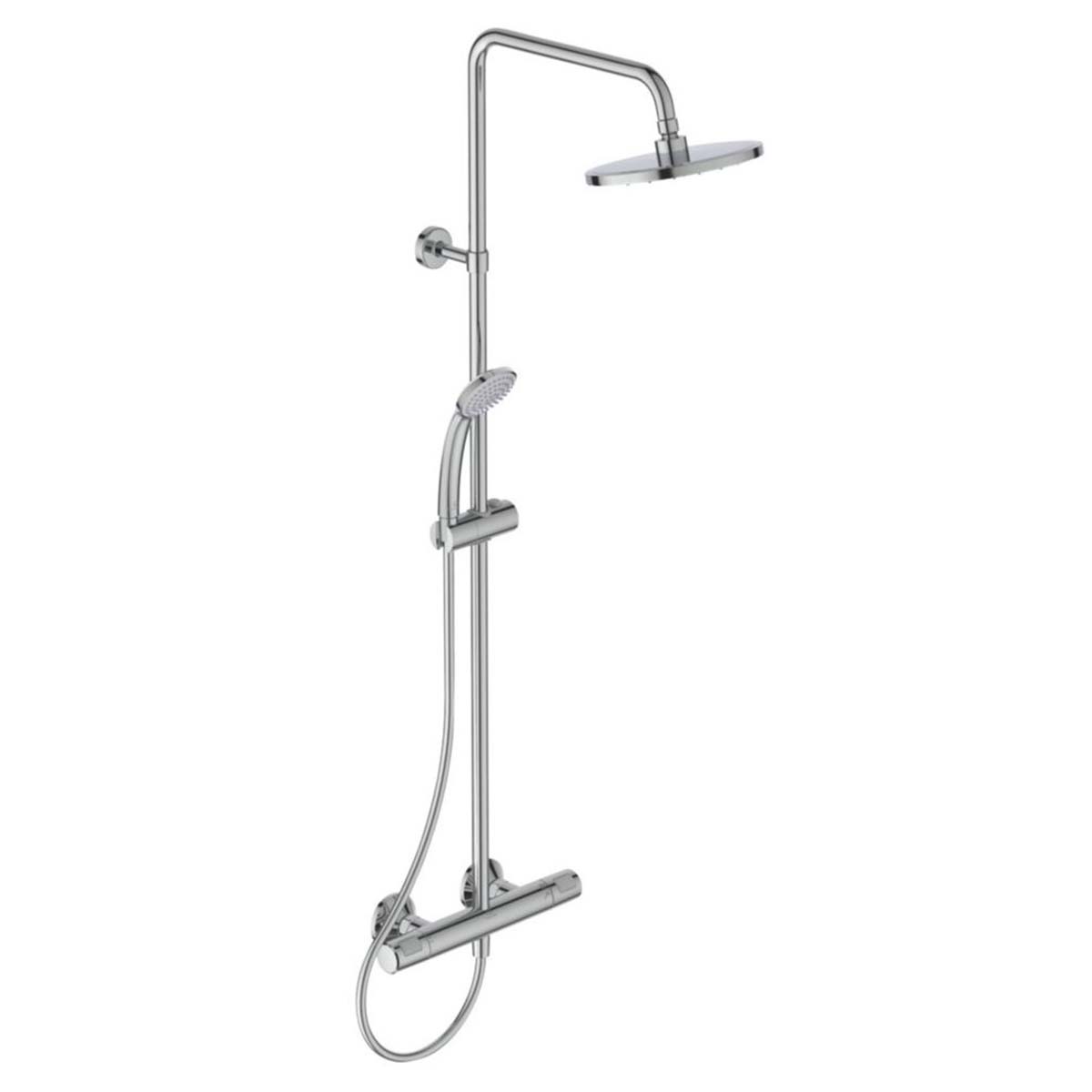 Thermostatic Mixer Shower Chrome Exposed 2 Spray Patterns Twin Round Head - Image 1
