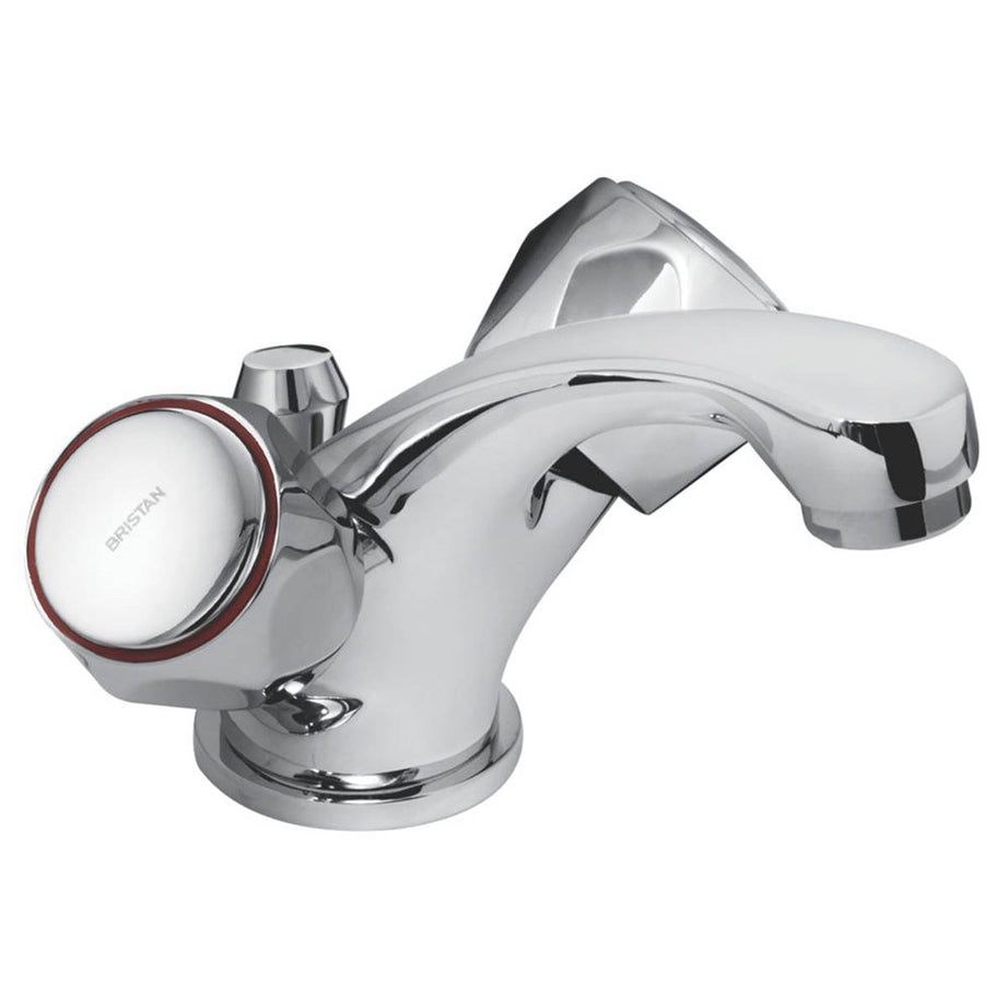 Basin Tap Mono Mixer Chrome Cross Head Handle Pop Up Waste Bathroom Contemporary - Image 1