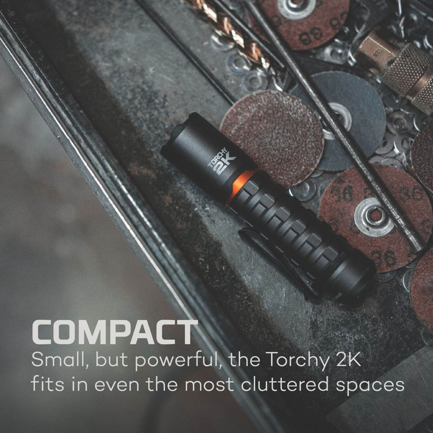 Nebo LED Work Torch Flashlight Grey 2000lm Rechargeable Aluminium Compact - Image 5
