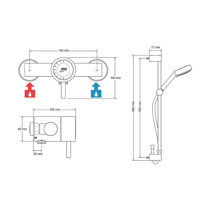 Mira Thermostatic Mixer Shower 4 Spray Rear-Fed Exposed Chrome Modern Round - Image 5