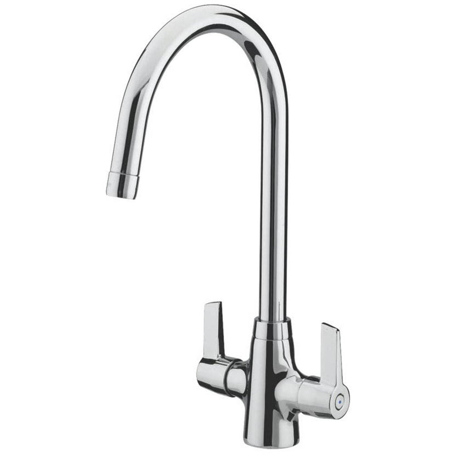 Bristan Kitchen Tap Mono Mixer Double Lever Chrome Swan Neck Spout Faucet - Image 1