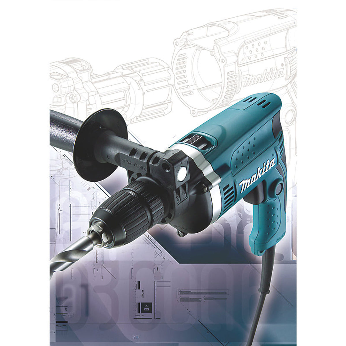 Makita Percussion Drill HP1631K/2 Electric Brushed Keyless Chuck Case 710W 240V - Image 5